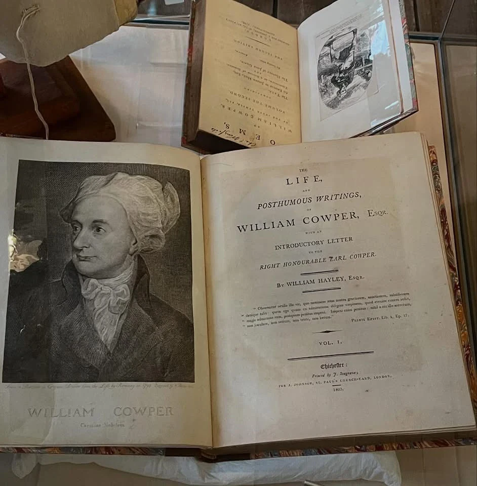 William Cowper's desk covered with poetry books